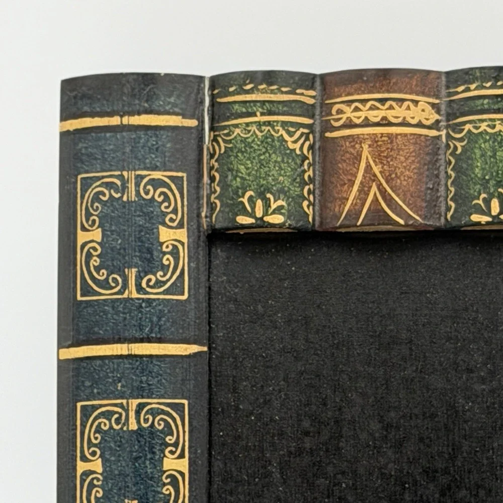 Dark Academia‎ Book Stack Frame 3.5x5 Library Decor Gold Green Study Desk Office